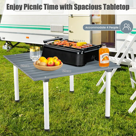 Outdoor Folding Camping Roll up Table with Carry Bag for Picnic &amp; Beach-Grey