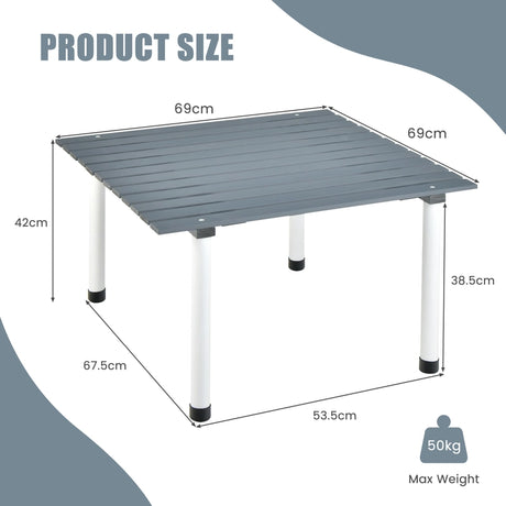 Outdoor Folding Camping Roll up Table with Carry Bag for Picnic &amp; Beach-Grey