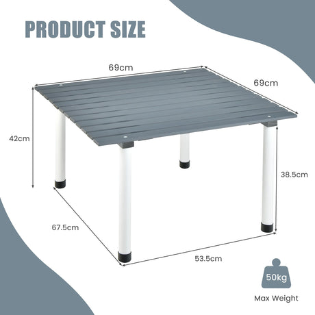 Outdoor Folding Camping Roll up Table with Carry Bag for Picnic &amp; Beach-Grey