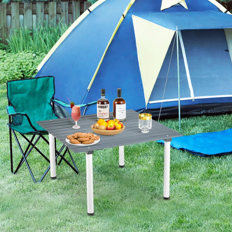 Outdoor Folding Camping Roll up Table with Carry Bag for Picnic &amp; Beach-Grey
