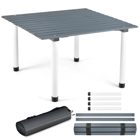 Outdoor Folding Camping Roll up Table with Carry Bag for Picnic &amp; Beach-Grey