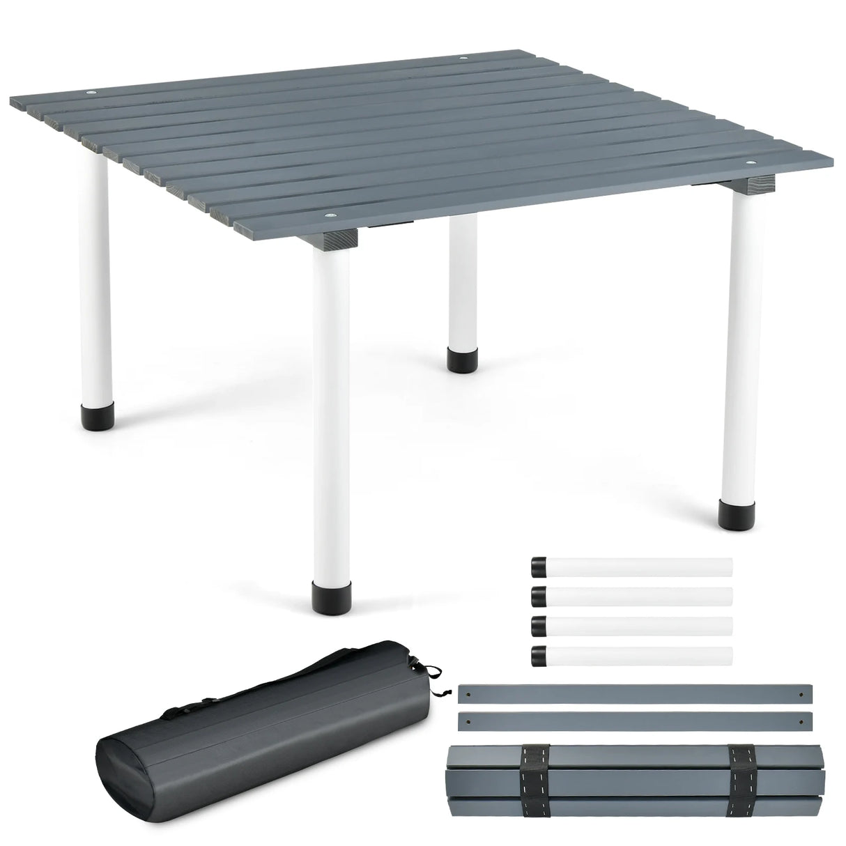 Outdoor Folding Camping Roll up Table with Carry Bag for Picnic &amp; Beach-Grey