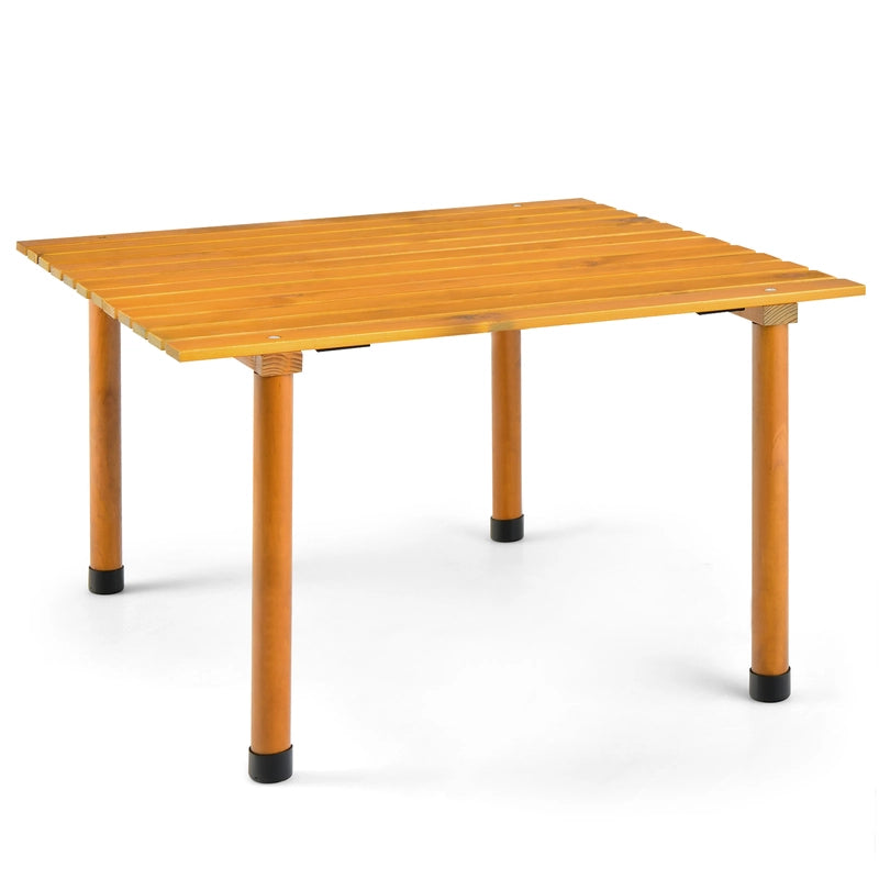 Outdoor Folding Camping Roll up Table with Carry Bag for Picnic &amp; Beach-Natural