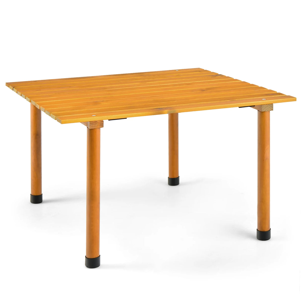 Outdoor Folding Camping Roll up Table with Carry Bag for Picnic &amp; Beach-Natural