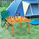 Outdoor Folding Camping Roll up Table with Carry Bag for Picnic &amp; Beach-Natural