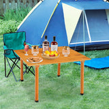 Outdoor Folding Camping Roll up Table with Carry Bag for Picnic &amp; Beach-Natural