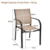 2 Pieces Outdoor Dining Chairs with Armrests and Breathable Fabric-Brown