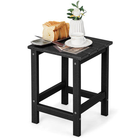 Stylish Side Table with Weather-Resistant Material for Patio/Porch/Garden-Black