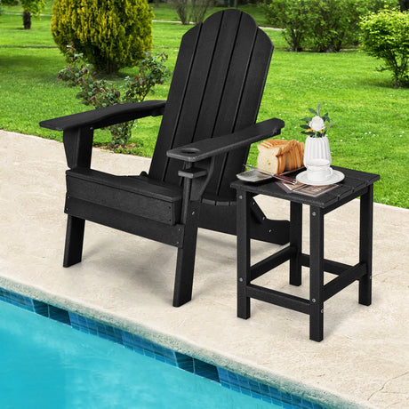 Stylish Side Table with Weather-Resistant Material for Patio/Porch/Garden-Black