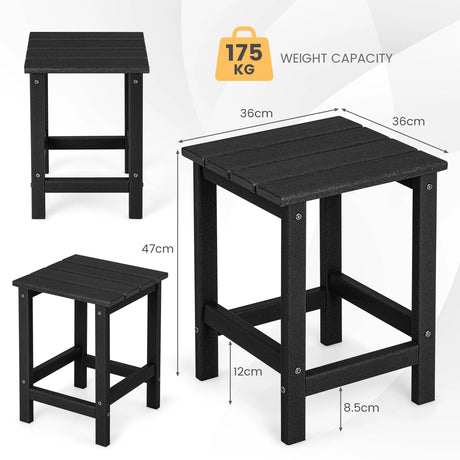 Stylish Side Table with Weather-Resistant Material for Patio/Porch/Garden-Black