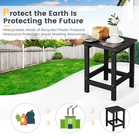 Stylish Side Table with Weather-Resistant Material for Patio/Porch/Garden-Black