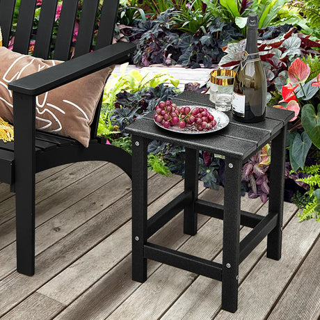 Stylish Side Table with Weather-Resistant Material for Patio/Porch/Garden-Black