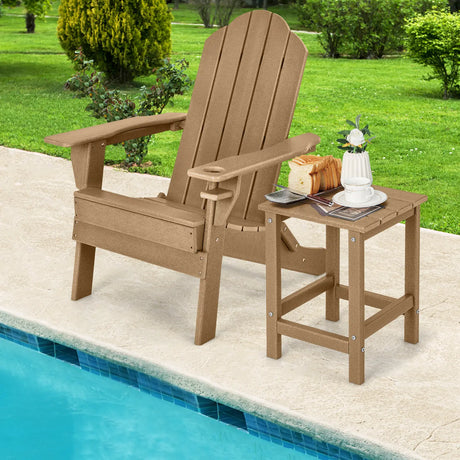 Stylish Side Table with Weather-Resistant Material for Patio/Porch/Garden-Coffee