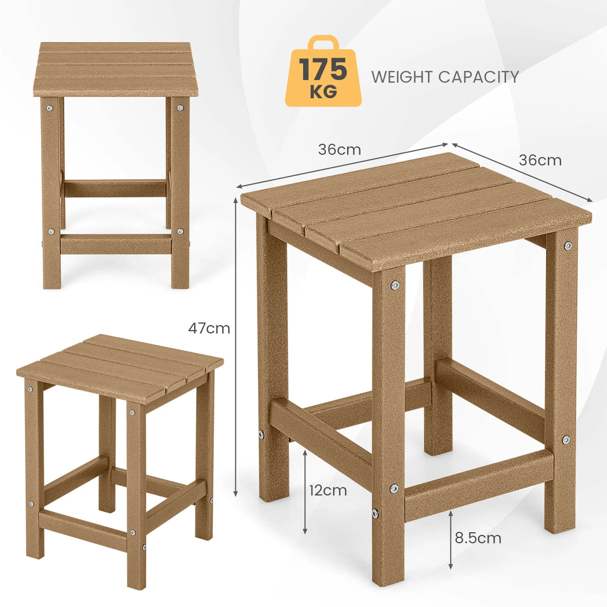 Stylish Side Table with Weather-Resistant Material for Patio/Porch/Garden-Coffee
