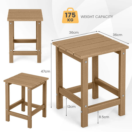 Stylish Side Table with Weather-Resistant Material for Patio/Porch/Garden-Coffee