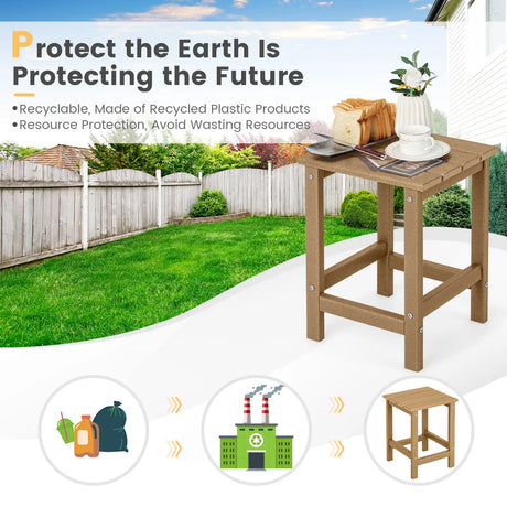 Stylish Side Table with Weather-Resistant Material for Patio/Porch/Garden-Coffee