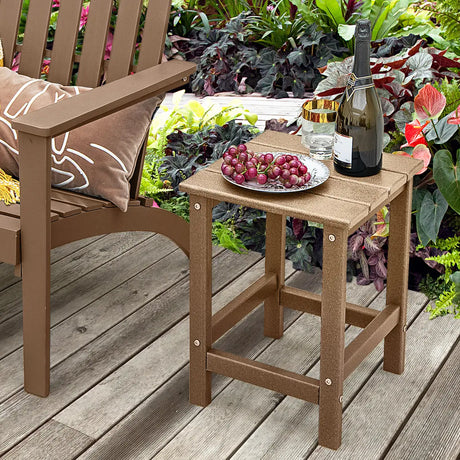 Stylish Side Table with Weather-Resistant Material for Patio/Porch/Garden-Coffee