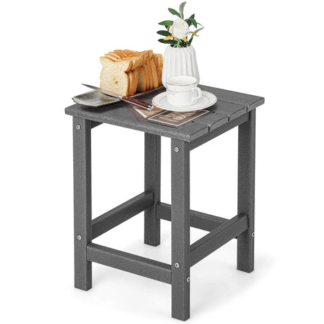 Stylish Side Table with Weather-Resistant Material for Patio/Porch/Garden-Grey