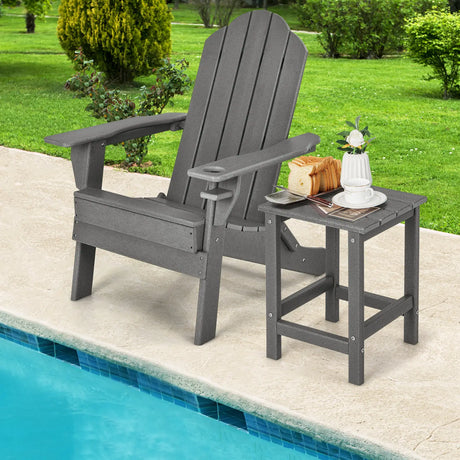 Stylish Side Table with Weather-Resistant Material for Patio/Porch/Garden-Grey