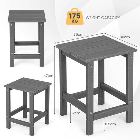Stylish Side Table with Weather-Resistant Material for Patio/Porch/Garden-Grey