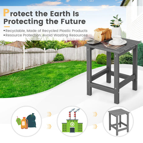 Stylish Side Table with Weather-Resistant Material for Patio/Porch/Garden-Grey