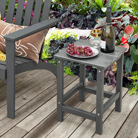 Stylish Side Table with Weather-Resistant Material for Patio/Porch/Garden-Grey