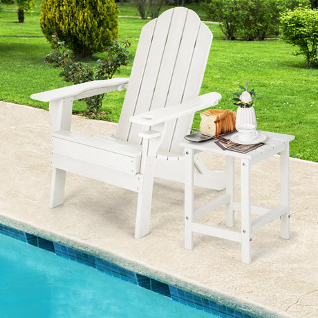 Stylish Side Table with Weather-Resistant Material for Patio/Porch/Garden-White