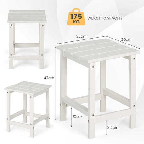 Stylish Side Table with Weather-Resistant Material for Patio/Porch/Garden-White