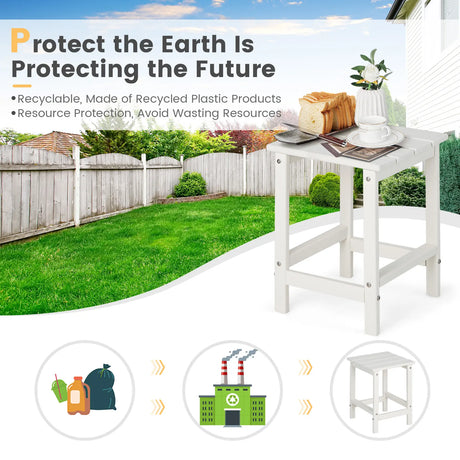Stylish Side Table with Weather-Resistant Material for Patio/Porch/Garden-White