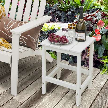 Stylish Side Table with Weather-Resistant Material for Patio/Porch/Garden-White