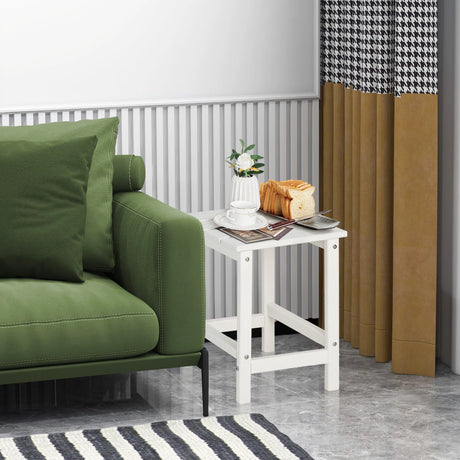 Stylish Side Table with Weather-Resistant Material for Patio/Porch/Garden-White