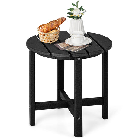 Side Table with Weather-Resistant Material for Patio/Porch/Garden-Black