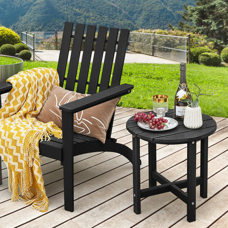Side Table with Weather-Resistant Material for Patio/Porch/Garden-Black