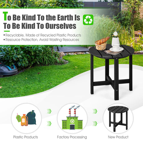 Side Table with Weather-Resistant Material for Patio/Porch/Garden-Black
