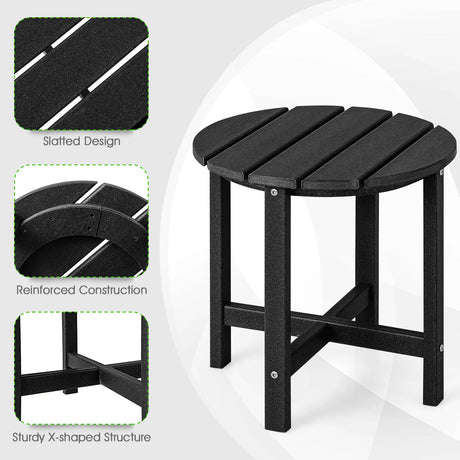 Side Table with Weather-Resistant Material for Patio/Porch/Garden-Black