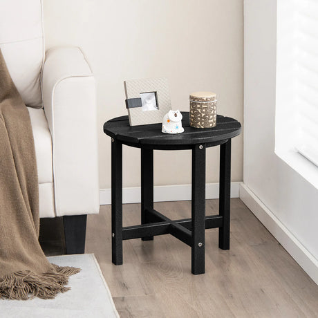 Side Table with Weather-Resistant Material for Patio/Porch/Garden-Black