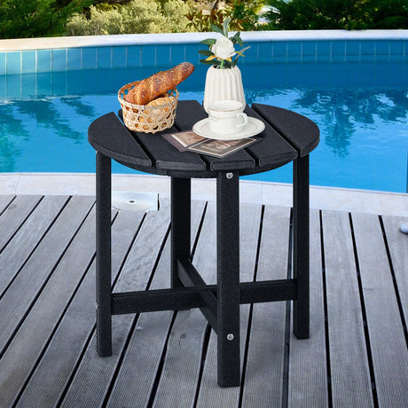 Side Table with Weather-Resistant Material for Patio/Porch/Garden-Black