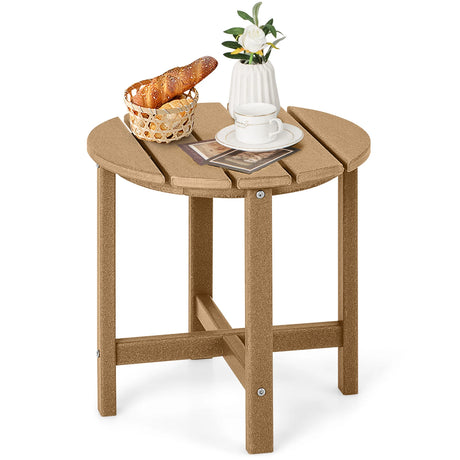 Side Table with Weather-Resistant Material for Patio/Porch/Garden-Coffee