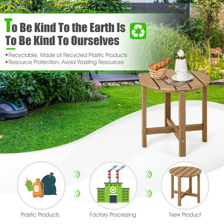 Side Table with Weather-Resistant Material for Patio/Porch/Garden-Coffee
