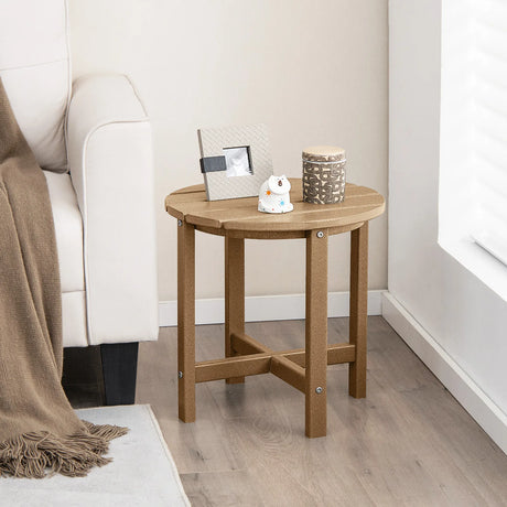 Side Table with Weather-Resistant Material for Patio/Porch/Garden-Coffee