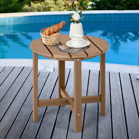 Side Table with Weather-Resistant Material for Patio/Porch/Garden-Coffee
