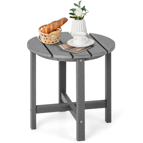 Side Table with Weather-Resistant Material for Patio/Porch/Garden-Grey
