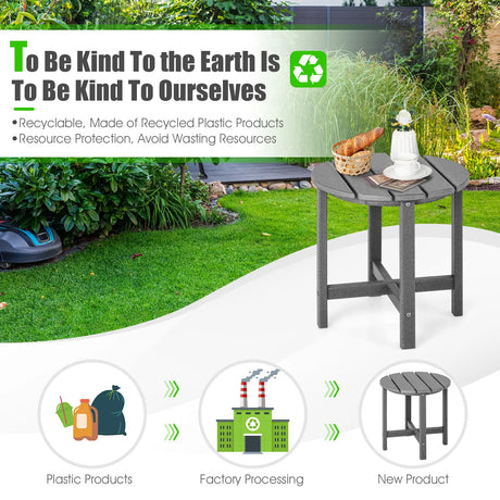 Side Table with Weather-Resistant Material for Patio/Porch/Garden-Grey