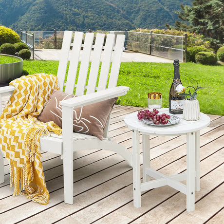 Side Table with Weather-Resistant Material for Patio/Porch/Garden-White