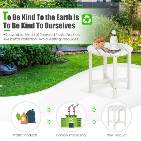 Side Table with Weather-Resistant Material for Patio/Porch/Garden-White