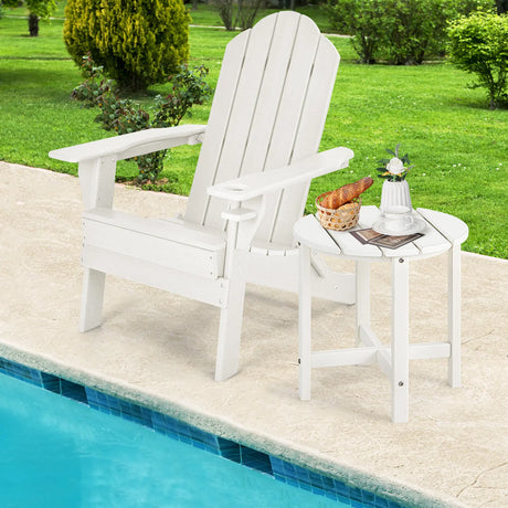 Side Table with Weather-Resistant Material for Patio/Porch/Garden-White