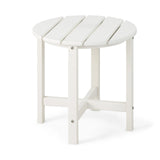 Side Table with Weather-Resistant Material for Patio/Porch/Garden-White