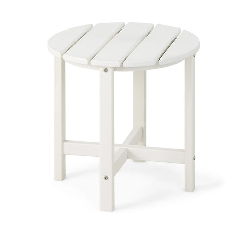 Side Table with Weather-Resistant Material for Patio/Porch/Garden-White