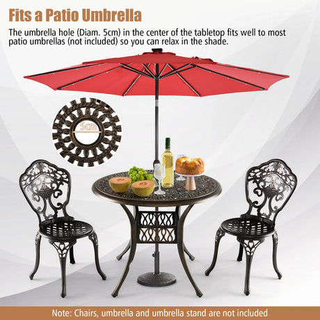 Patio Round/Square Aluminium Dining Table with Umbrella Hole-Round