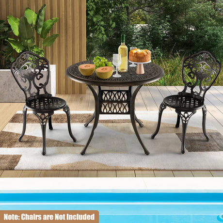 Patio Round/Square Aluminium Dining Table with Umbrella Hole-Round